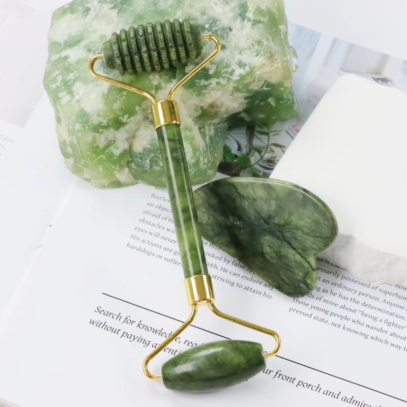 Jade Roller Gua Sha - 제이드 스파이크 롤러 & 광샤 세트