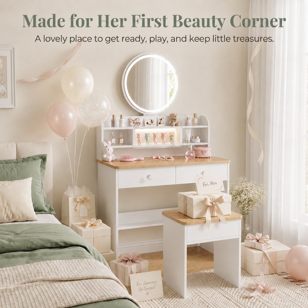 Beauty Makeup Vanity Set - 그녀를 위한 완벽한 선물, LED 거울이