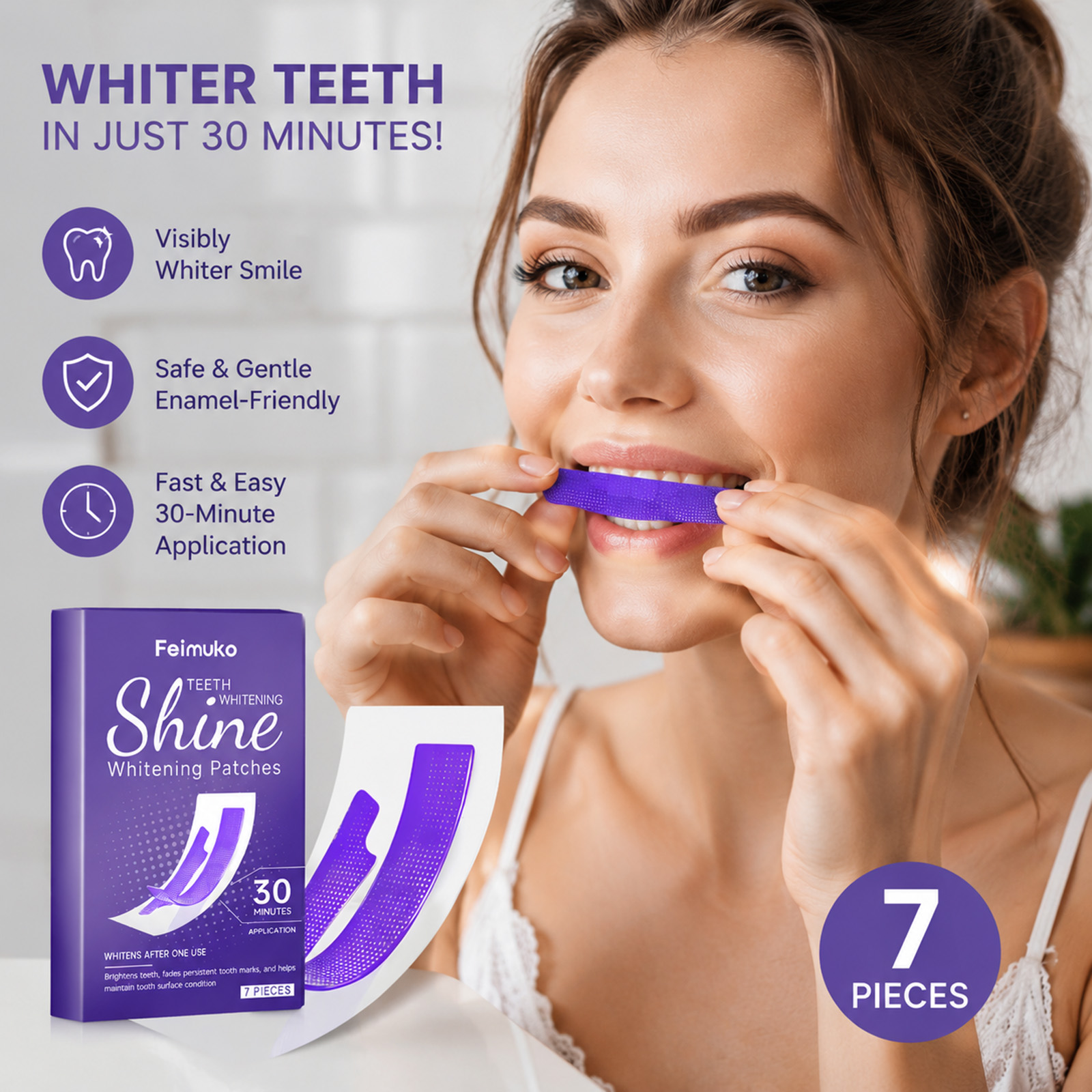 Teeth Whitening Strips - 30분 미백 스트립 제거 브라이트 스마일