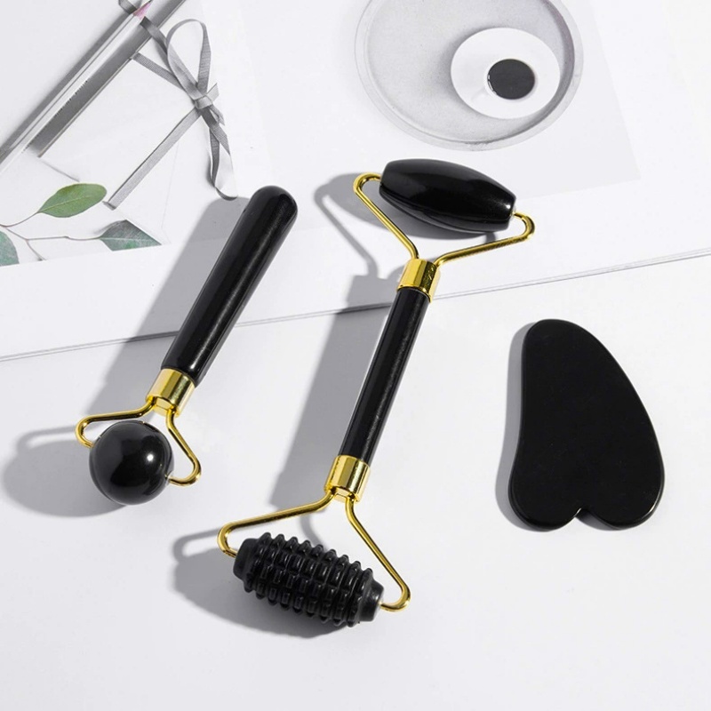 Jade Roller Gua Sha - 블랙 스파이키 제이드 롤러 & 구아샤