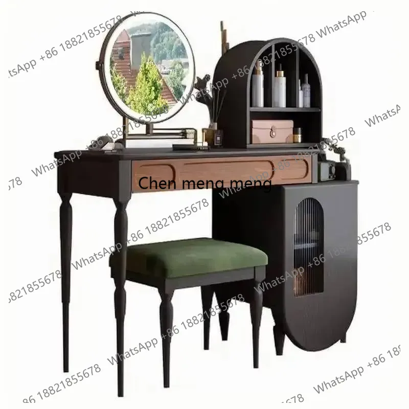 Beauty Makeup Vanity Set - 블랙 화장대 세트 (서랍, 스툴 포함)