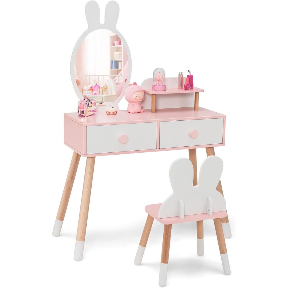 Beauty Makeup Vanity Set - EY 키즈 화장대, 토끼 테마 유아용