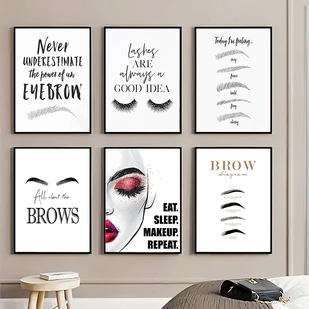 Beauty Of Makeup Quotes - 패션 메이크업 캔버스 페인팅 인쇄 눈썹