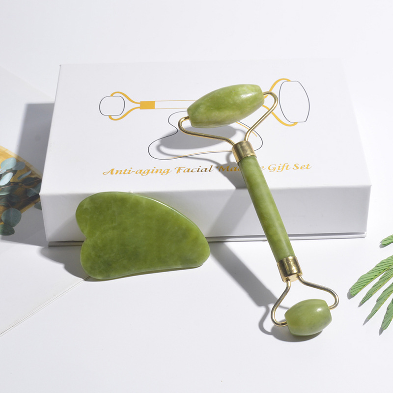 Jade Roller Gua Sha - 천연 옥 롤러 페이스 구아샤 천연석