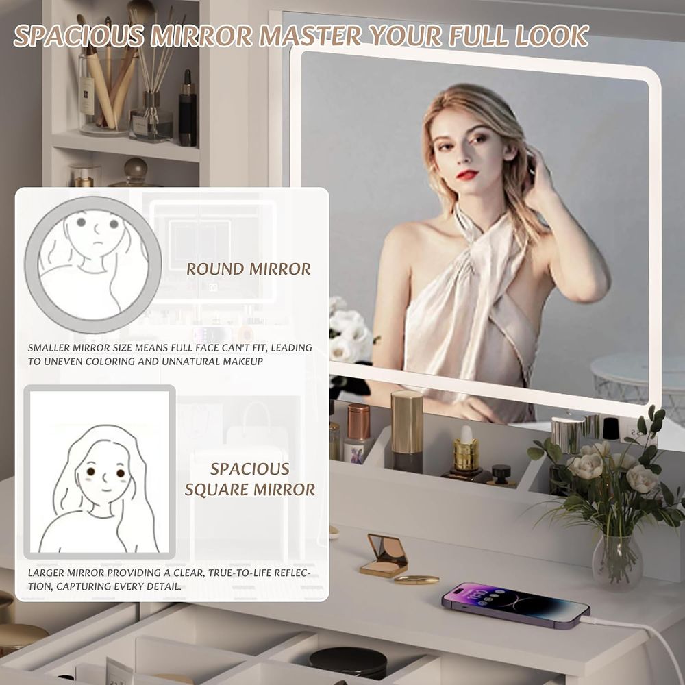 드링 테이블 세트, 대형 수납공간 화장대(거울 포함), - Beauty Makeup Vanity Set 리뷰 및 가격