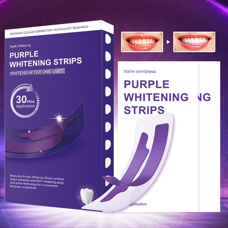 V34 퍼플 글로잉 드라이 치아 스트립 - 치아 미백, - Teeth Whitening Strips 리뷰 및 가격