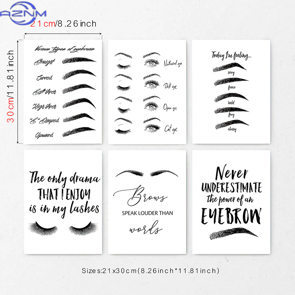 6종 눈썹 및 속눈썹 캔버스 벽 예술 프린트 세트, 뷰 - Beauty Of Makeup Quotes 리뷰 및 가격
