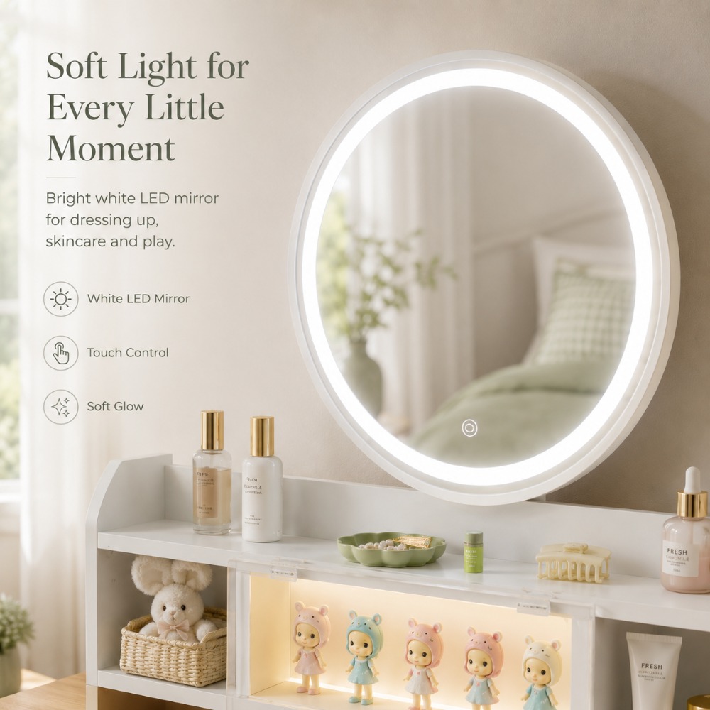 그녀를 위한 완벽한 선물, LED 거울이 있는 원형 나 - Beauty Makeup Vanity Set 리뷰 및 가격