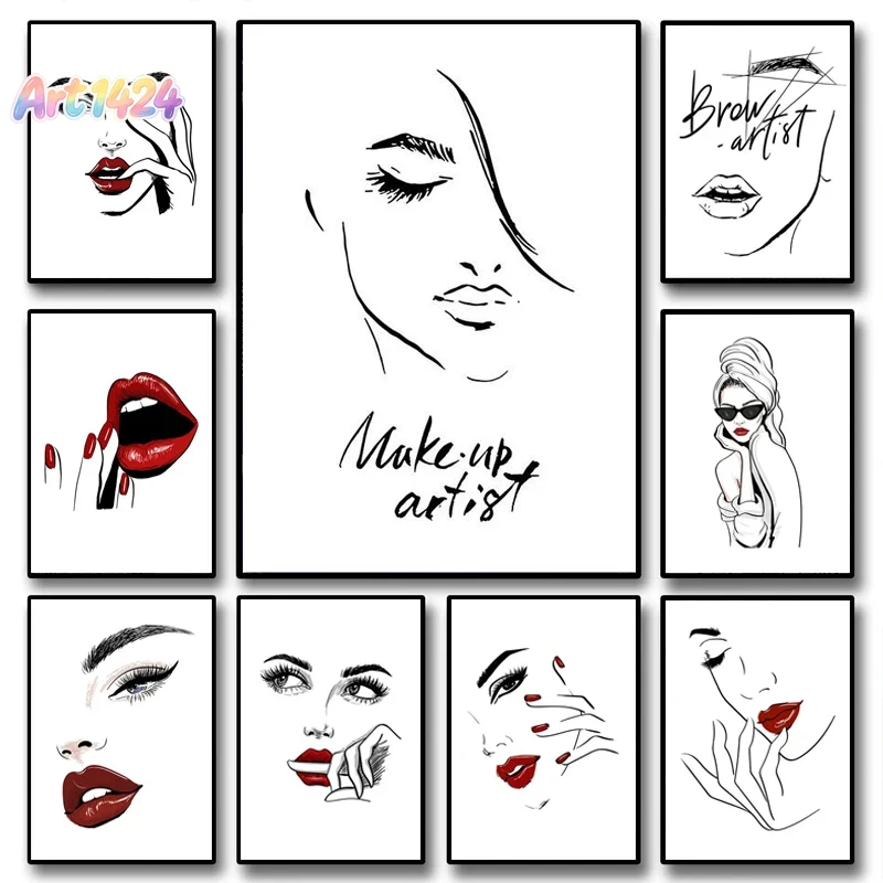 패션 메이크업 포스터 섹시한 미인 여성 명언 벽 예술  - Beauty Of Makeup Quotes 리뷰 및 가격