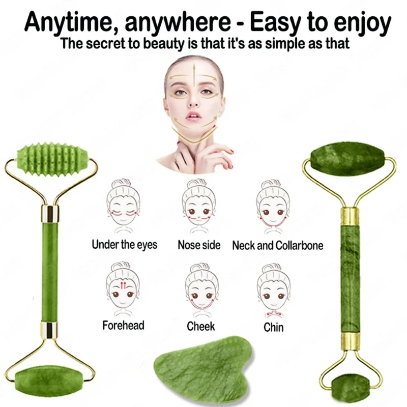 천연 옥 롤러 페이스 구아샤 천연석 바디 목 마사지기  - Jade Roller Gua Sha 리뷰 및 가격