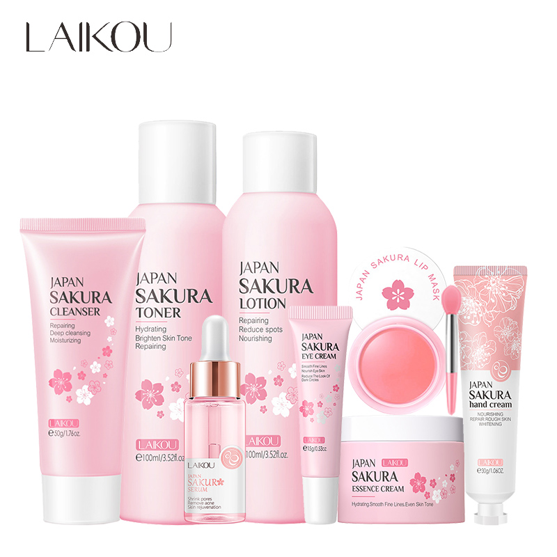 LAIKOU 사쿠라 페이셜 스킨 케어 세트, 보습 영양 - Woman Beauty Makeup 리뷰 및 가격